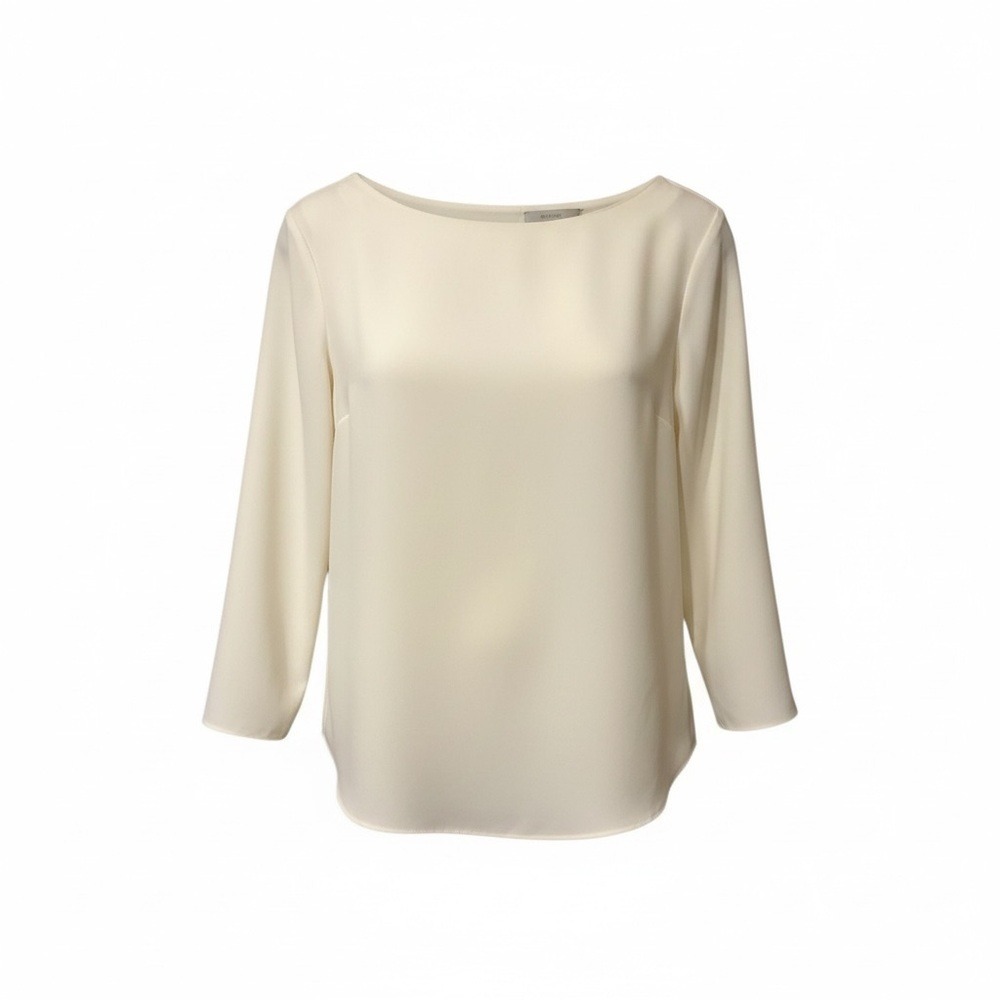 Amanda Uprichard Blouse Ivory V-Back Long Sleeve Womens Small